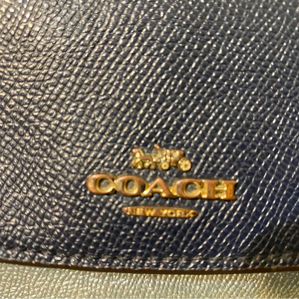 Coach New York Colorblock Crossgrain Leather Envelope Wallet Blue Gray - Picture 2 of 7
